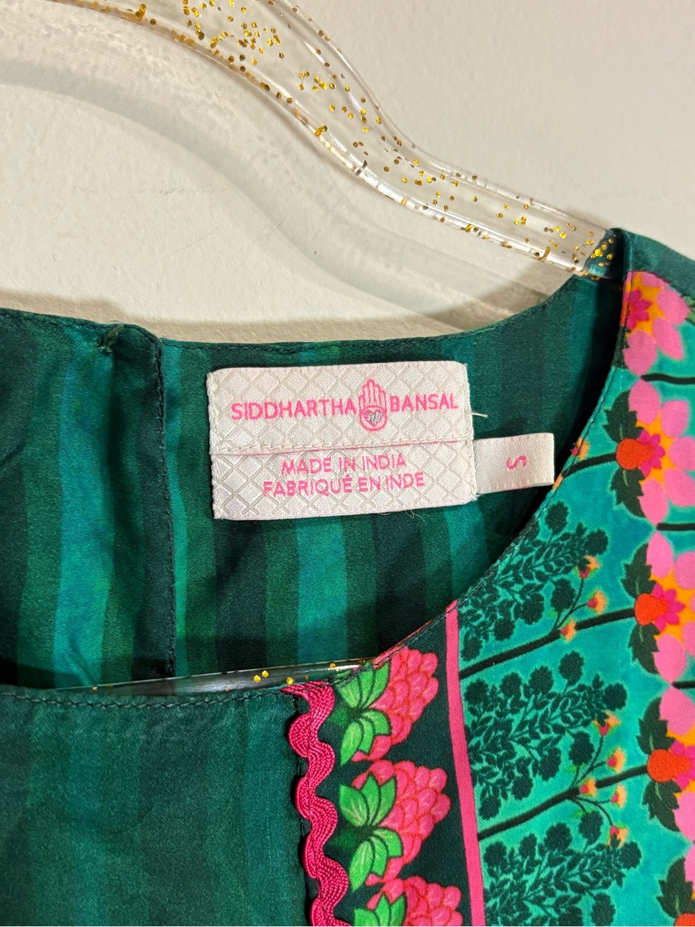 Anthropologie Siddhartha Bansal Lahiri Blouse in Green Motif Size Small - Picture 8 of 9
